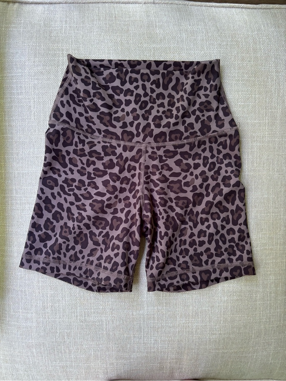 Yogalicious Leopard Print High-Rise Bike Shorts - Brown